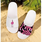 abordables Sandales de Vacances-Sandales à enfiler pour homme, motif flamant rose et motif coloré – style décontracté et amusant pour la plage, la piscine et les vacances d&#039;été