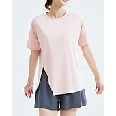 cheap Women&#039;s Shirt-US Open Women&#039;s Tops Sport Shirt Tennis Shirt Short Sleeve Split Side Split Tennis Golf Pickleball Crew Neck Solid Colored Top Black White Pink Tennis Clothing