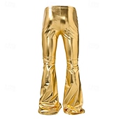 economico pantaloni casual-Per uomo Pantaloni da discoteca Pantaloni a Zampa Pantaloni Pantaloni casual Bottoni Tasca Semplice Comodità Feste Palcoscenico Luci da discoteca Moda Casual Oro Micro-elastico