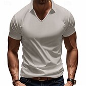 economico Polo classica da uomo-Per uomo Maglia da golf Polo Piqué Affari Casuale Bavero Manica Corta Moda Essenziale Tinta unica Testurizzato Bottoni Estate Primavera &amp; Autunno Vestibilità regolare Marrone Scuro Bianco Grigio