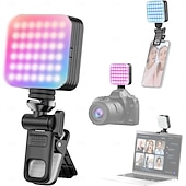 halpa poraustarvikkeet-mini rgb led-videovalo 2500k-9000k himmennettävä 8 valotehostetta videoneuvotteluvalo tietokoneeseen tabletti matkapuhelin dslr-kamera sisäänrakennettu akku näyttöliittimellä  &amp; kylmäkenkäteline