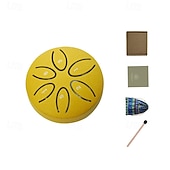 baratos Presentes-Tambor de chuva para jardim externo com protetores de dedos de 3 polegadas e 6 notas, tambor de língua de aço, mini tambor de mão à prova d&#039;água com protetores de dedos, instrumento musical de