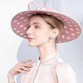Недорогие Вечеринковые шляпы-Головные уборы Полиэстер Котелок / клош Шляпа от солнца Свадьба Чаепитие Элегантный стиль Свадьба С Бант В горошек Заставка Головной убор