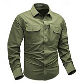 economico Camicie da lavoro da uomo-Per uomo Camicia Camicia Estiva Camicia casual Camicia con Bottoni Camicia cargo Nero Kaki Verde militare Beige Manica Lunga Semplice Colletto a Camicia Vacanza Camicia hawaiana Tasca Abbigliamento
