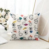 baratos Fronhas de Almofadas de Decoração-Sorriso Feliz Capas de Almofada Decorativas 1PC Almofada Quadrada Macia para Sofá para Quarto Sala de Estar Cadeira