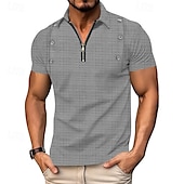 levne Dovolená-Pánské Polo na čtvrt zip Golfová košile Denní Dovolená Čtvrtletní zip Krátký rukáv Módní Základní Bez vzoru Žakár Léto Běžný Černá Bílá Námořnická modř Nebeská modř Khaki Šedá Polo na čtvrt zip