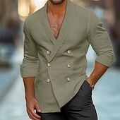 preiswerte Herrenhemd zum Knöpfen-Herren Hemd Sommerhemd Freizeithemd Strandhemd Weiß Marineblau Grün Aprikose Langarm Einfach Revers Urlaub Hawaiianisch Doppelreihiger Verschluss Bekleidung Polyester Mode Lässig Bequem