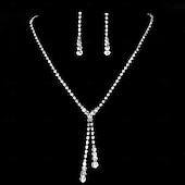 abordables Parures de Bijoux-Ensembles de bijoux de mariée 1 ensemble boucles d&#039;oreilles en alliage de strass collier bracelets ensemble de bijoux élégant et doux pour femmes pour fête de mariage occasion spéciale