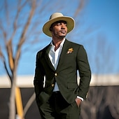abordables Costumes de fête-Pour des hommes Mariage Soirée Costumes en lin Bleu Ciel Vert Sauge Mode Occasionnel Couleur Unie Coupe Standard 2 pièces Simple Boutonnage Deux Boutons