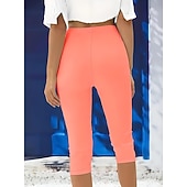  Damskie Spodnie capri Getry Urlop Moda Moda miejska Capris Wysoka talia Jednokolorowe Drukowanie Keep Warm Miękka Oddychający Elastyczny Codzienny Na zewnątrz Urlop Turkusowy Czarny Biały Fuksja Lato