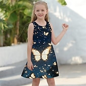 economico Comò in cartone animato 3D-ragazze&#039; 3D Farfalla Abito Senza Maniche Estate Primavera Vacanza Quotidiano Ferie Principessa Bello Dolce Bambini 4-12 Anni Vestito Casual Abito a trapezio Lunghezza al ginocchio Vestibilità regolare