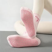 halpa Henkilökohtainen hoito ja terveys-3 paria pitäviä pilates-sukkia naisille, liukumattomat jooga-urheilusukat, pitkät puuvillaiset liukumattomat sukat silikonipisteillä, hengittävät hiljaiset barre-sukat sisätiloissa käytettäväksi