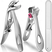 baratos Cuidados Pessoais &amp; Saúde-Conjunto de 3 cortadores de unhas dos pés para unhas grossas, conjunto de cortadores de unhas atualizados para homens, cortadores de unhas dos pés com cabo longo e mandíbula larga para unhas grossas,