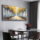 cheap Landscape Paintings-Handmade Original Forest Trail Oil Painting On Canvas Abstract Tree Scenery Wall Art for Home Decor With Stretched Frame Without Inner Frame Painting