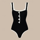 abordables Maillots une pièce et tankinis-Femmes Maillot de bain 1 pièce Dos Nu Maillot de Bain Patchwork Maillots de Bain Noir Blanche Respirant Séchage Rapide Sans manches - Natation Surf Plongée en apnée Été