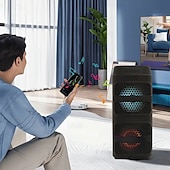 abordables Haut-parleurs-Enceinte de fête Bluetooth avec lumières RVB – Son stéréo puissant de 4 pouces, appairage TWS, LED colorées, rechargeable, pour événements en plein air, soirées dansantes à la maison ou karaoké