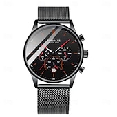 abordables Relojes mecánicos-Reloj de moda para hombre, cronógrafo de acero inoxidable, malla de cuarzo, reloj de pulsera para hombre, resistente al agua, luminoso, fecha, relojes deportivos para hombre.