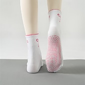 halpa Henkilökohtainen hoito ja terveys-3 paria pitäviä pilates-sukkia naisille, liukumattomat jooga-urheilusukat, pitkät puuvillaiset liukumattomat sukat silikonipisteillä, hengittävät hiljaiset barre-sukat sisätiloissa käytettäväksi