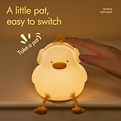 baratos Luzes decorativas-Luz noturna de silicone fofa com animais, lâmpada LED de silicone macia para crianças, luz noturna ideal para berçário, decoração divertida para quarto de meninos e meninas, luz suave e segura para