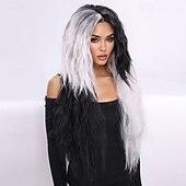 levne Syntetické trendy paruky-Syntetické paruky Curly Weave Micro Locs Vrstvený střih S ofinou na stroji Paruka Dlouhý 28&quot; A1 Umělé vlasy Dámské Klasické Pohodlné Zářící barvy Černá Bílá