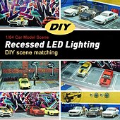cheap Storage &amp; Organization-1:64 Model Car Display Case Diecast Diorama Garage，Simulated Parking Lot Model Miniature Scene Parking Lot PVC Assembly with Light Parking Space Model Display Frame Toy Display Box