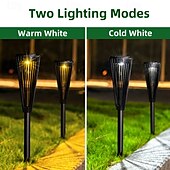 abordables Luces de camino y linternas-Luces solares LED para caminos al aire libre, impermeables, IP65, con encendido y apagado automático y 2 modos de iluminación. Iluminación de paisajes al aire libre para patios, jardines, caminos,