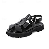 cheap Dress Sandals-Men's Black Faux Leather Gladiator Sandals - Durable and Stylish Sandals for Summer Adventures