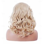 economico Parrucche storiche-Parrucche sintetiche bionde per donne, parrucca lunga e ondulata, traspirante, senza cappuccio, resistente al calore, per cosplay anni &#039;70 e &#039;80, per Halloween, da indossare tutti i giorni