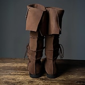 abordables Calzado-Medieval Renacimiento Zapatos Botas hasta la rodilla Botas planas de jazz Hombre Celta Pirata Víspera de Todos los Santos Mascarada Rendimiento LARP Feria Ren Adulto Zapatos
