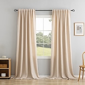 billiga Fönsterprodukter-Linnedraperier för Vardagsrum Sovrum Mörkläggnings-grommet Bundle Back Tab/Pinch Pleated Ljusblockerande Gardiner Rummet Mörkläggande 1 styck Kräm