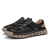 billiga Avslappnade sandaler-herrsandaler bruna friluftssandaler med kardborreband och bekväm design för vandringsresor och vardagsbruk