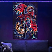 זול שטיחי קיר של Blacklight-רות תומפסון קלעת אור שחור זוהרת בחושך מסיבת זוהר מגיבה לקרני UV קלעת קיר צפוית מתלכדת עבור סלון חדר שינה דרקון בלייד טייגרבלייד HIGH REZ