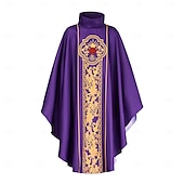 billige Kapper &amp; Kappene-Retro / vintage Kostymer i middelalderstil Renessanse Kappe Cassock Prest Printer Herre Halloween Karneval Maskerade Voksen Kappe