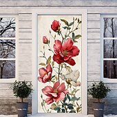 abordables Banners de Garaje y Puerta-Decoraciones de Puerta Florales Cubiertas de Puerta Tapiz de Puerta Cortina Decorativa de Puerta Fondo para Puerta Interior/Exterior Banner de Puerta Frontal para Granja