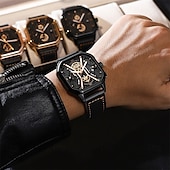 preiswerte Quarz-Uhren-Mode für Männer Armbanduhren Luxus Chronograph leuchtend wasserdicht Datum Mann Uhr quadratisches Zifferblatt Leder Quarz Herrenuhren