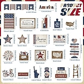 cheap Independence Day Decoration-Patriotic Tiered Tray Decor Set for 4th of July and Memorial Day, Rustic Wooden Red White Blue Signs, Vintage Farmhouse Independence Day Table Decorations, Glow Americana Party Decor