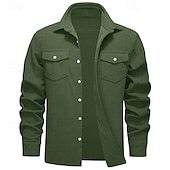 preiswerte Herrenjacken &amp; Herrenmäntel-Herren Hemdjacke Überhemden übergangsjacke Täglich Verschleißfest Tasche Sommer Frühling Einfach Klassisch Revers Dunkelgrau Schwarz Gelb Wein Marineblau Jacken