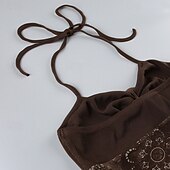 ieftine Topuri Boho-Pentru femei Cămașă Boho Bluză Floare Modern Boho Fără manșon Gâtul halter Topuri obișnuite Zilnic Concediu Ieșire Imprimeu Maro Trifoi Vară