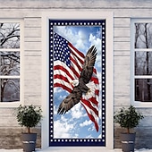 olcso július 4-e-Július 4-i Ajtódíszek Ajtóburkolatok Függetlenségi Nap Amerikai Hazafias Sas Ajtó Takaró Ajtófüggöny Dekoráció Háttér Beltéri/Kültéri Ajtószalag Elülső Ajtóra Falusi Házhoz