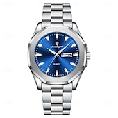 economico Orologi al quarzo-Orologio da polso di lusso da uomo, impermeabile, luminoso, con settimana e data, originale, in acciaio inossidabile, sportivo, al quarzo, da uomo.