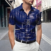 voordelige Geometrisch patroon-Voor heren Geometrisch Verloop Lijn Overhemd Zomer overhemd Overhemd met knopen Korte mouw Mode-casual Buiten Vakantie Dagelijks gebruik Zomer Lente Strijkijzer 3D-afdrukken shirts met kraag Zwart