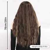 abordables Perruques Synthétiques Sans Bonnet-Perruque Synthétique Ondulé Micro Locs Coupe dégradée Avec frange Fabriqué à la Machine Perruque 28 pouces A1 Cheveux synthétiques Femmes Classique Confortable Dégradé de couleur Marron