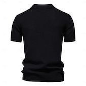 preiswerte Klassisches Poloshirt für Herren-Herren Polo Strick-Polopullover Geschäft Lässig V Ausschnitt Kurzarm Formell Einfarbig Texture Neuheit Sommer Ganzjahres Hellblau Schwarz Weiß Marineblau Armeegrün Dunkelgray Polo