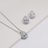 voordelige Sieradensets-bruidssieradensets 1 set zirkonia oorbellen met strass ketting elegante stijlvolle sieradenset voor bruiloft, feest en speciale gelegenheid