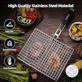 billige Grills og utendørs kokk-grill bbq grillkurv med håndtak grillkurv i rustfritt stål utendørs camping grillstativ for fisk, reker, grønnsaker
