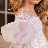 baratos tutus infantil-Vestido de Menina das Flores para Quinceanera Comprido de Tulle com Estilo Real e Corte Príncipe para Meninas de 3 a 16 Anos