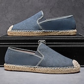 billiga Slip-ons och loafers till herrar-herrblå espadriller med slip-on-sula i jute – lätta och andningsbara skor för varmt väder