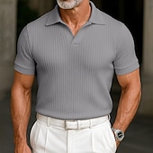 halpa Miesten klassinen poolopaita-Miesten Joustinneuletoppi Lihaspaita Työ Kausaliteetti V kaula-aukko Lyhythihainen Perus Moderni Yhtenäinen väri Kudottu Kesä Kevät kesä Tyköistuva Valkoinen Viininpunainen Laivaston sininen Vaalean