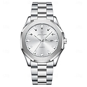 economico Orologi al quarzo-Orologio da polso di lusso da uomo, impermeabile, luminoso, con settimana e data, originale, in acciaio inossidabile, sportivo, al quarzo, da uomo.