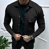preiswerte Herrenjacken &amp; Herrenmäntel-Herren Hemdjacke übergangsjacke Täglich Leicht Jacquard Sommer Frühling Einfach Klassisch Revers Schwarz Weiß Khaki Hellgrau Dunkelgray Jacken